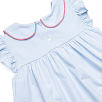 Back to the Basics Applique Flutter Sleeve Dress, Blue