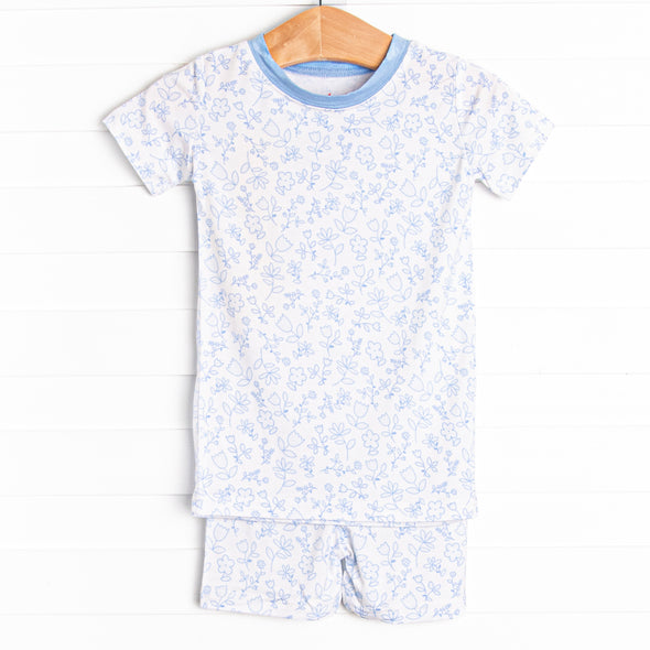 Blue Willow Bamboo Pajama Short Set, Blue