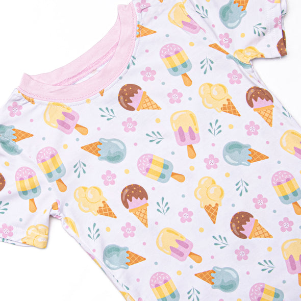 Ice Cream Dreams Bamboo Pajama Short Set, Pink