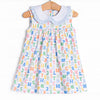 Alphabet Collared Dress, Blue