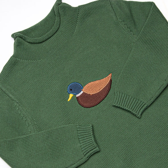 Rolled Neck Mallard Sweater, Green