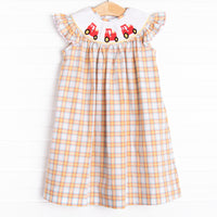 Harvest Haulin' Smocked Bishop Dress, Yellow