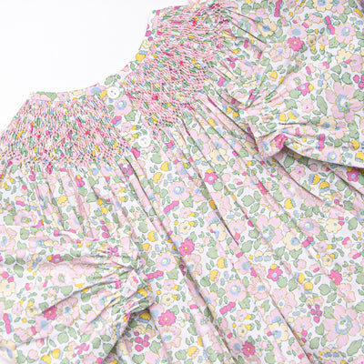 Bow Me Away Smocked Legging Set, Green and Pink Floral