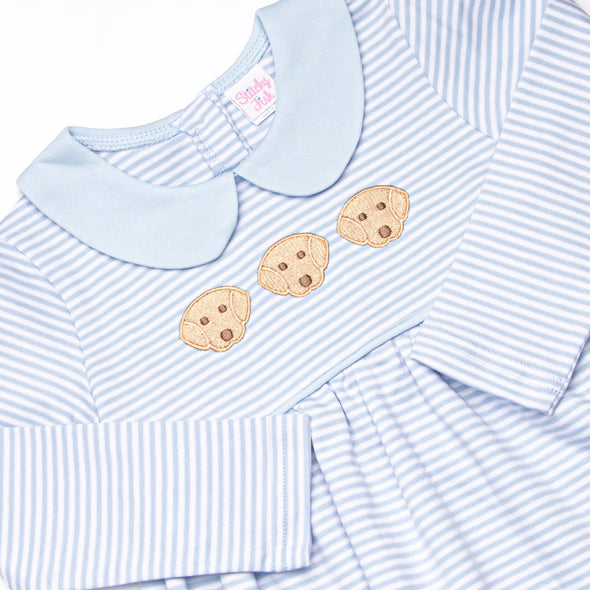 Pups and Paws Pima Embroidered Legging Set, Blue