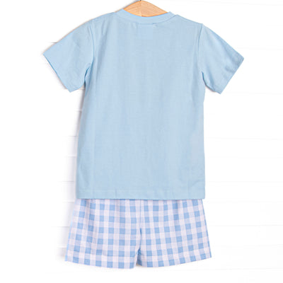 Main Street Spooks Applique Short Set, Blue