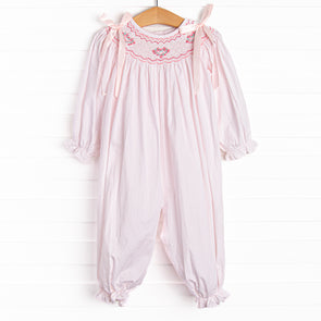 Decorative Delivery Smocked Romper, Pink