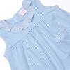 Jane Ruffle Short Set, Medium Blue Stripe