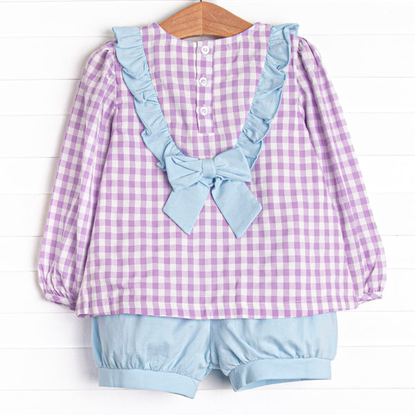 Southern Charm Ruffle Bloomer Set, Purple Check