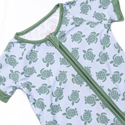 Slow Motion Shuffle Bamboo Short Zippy Pajama, Green