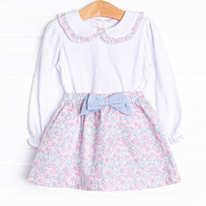 Garden of Flowers Skirt Set, Blue