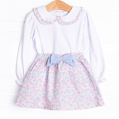 Garden of Flowers Skirt Set, Blue