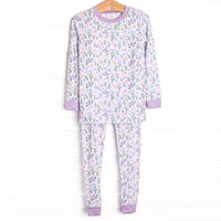 Picking Wildflowers Bamboo Pajama Set, Purple