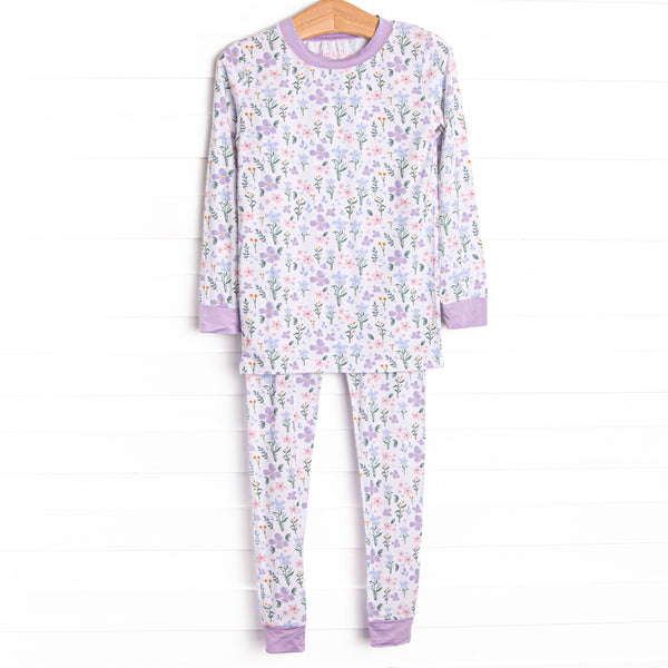 Picking Wildflowers Bamboo Pajama Set, Purple