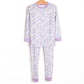 Picking Wildflowers Bamboo Pajama Set, Purple