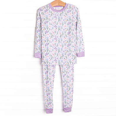 Picking Wildflowers Bamboo Pajama Set, Purple