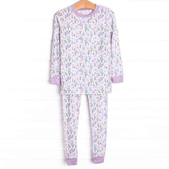 Picking Wildflowers Bamboo Pajama Set, Purple