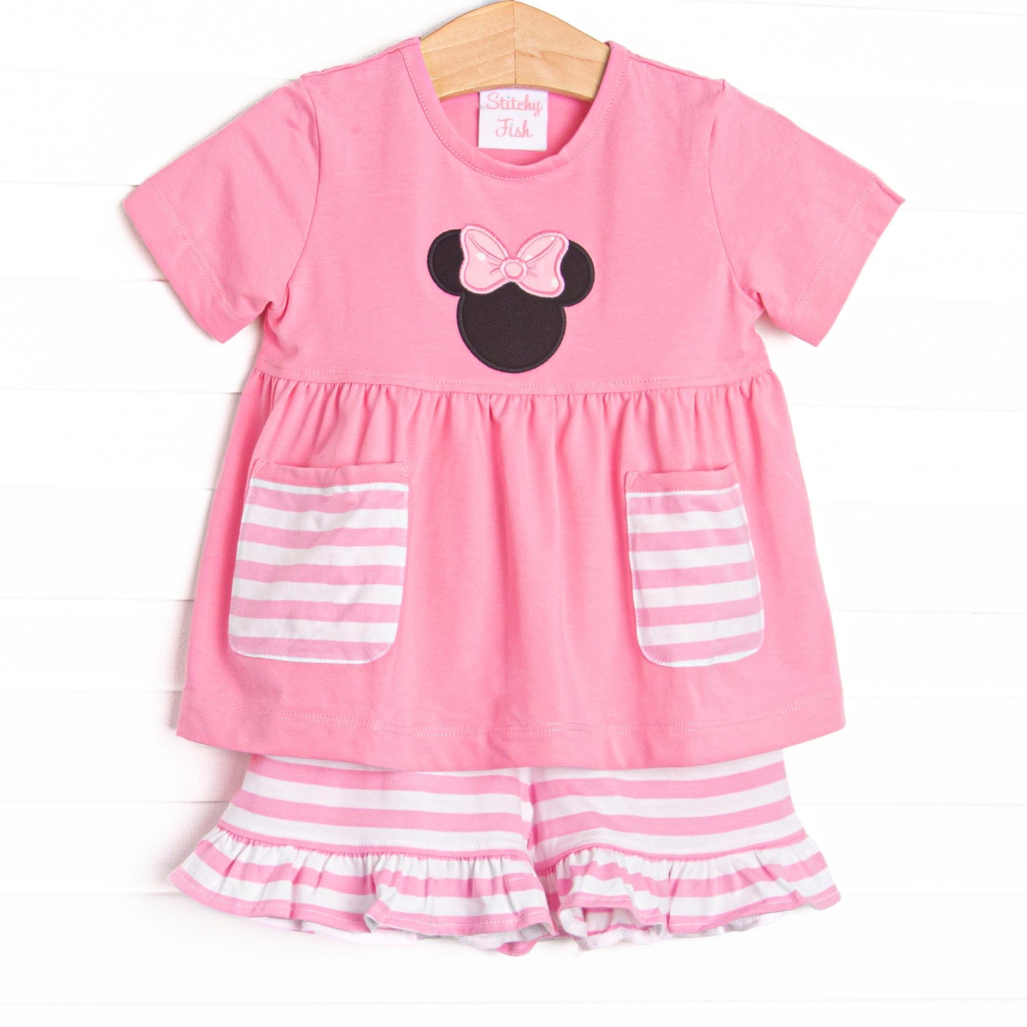 Magical Mouse Applique Ruffle Short Set, Pink – Stitchy Fish