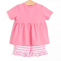 Magical Mouse Applique Ruffle Short Set, Pink