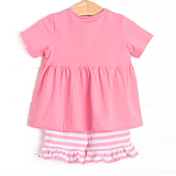 Magical Mouse Applique Ruffle Short Set, Pink