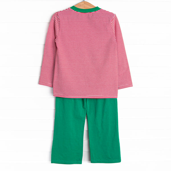 Christmas Eve Night Applique Pant Set, Red