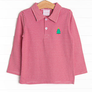 Christmas Eve Night Embroidered Polo, Red