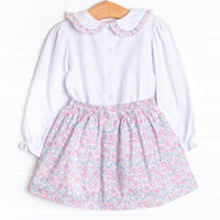 Garden of Flowers Skirt Set, Blue