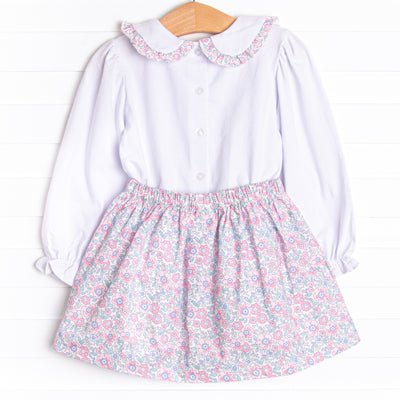 Garden of Flowers Skirt Set, Blue