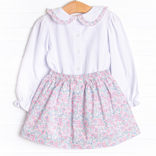 Garden of Flowers Skirt Set, Blue