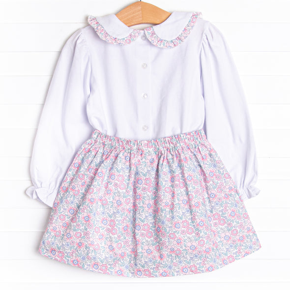 Garden of Flowers Skirt Set, Blue