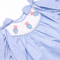 Garden Party Petals Smocked Bishop Dress, Blue