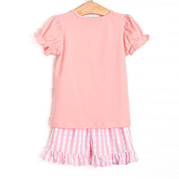 Main Street Spooks Applique Ruffle Short Set, Pink