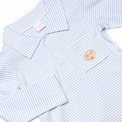 Pups and Paws Pima Embroidered Shirt, Blue