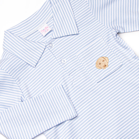 Pups and Paws Pima Embroidered Shirt, Blue
