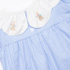 Party Hat Pup Embroidered Dress, Blue