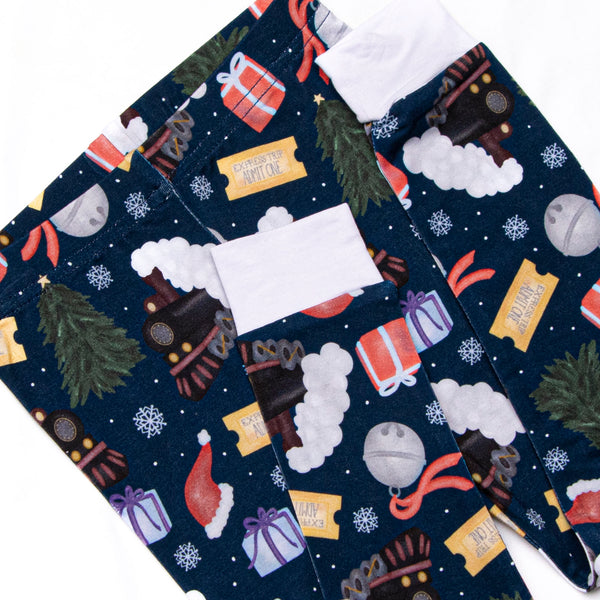 Christmas Express Bamboo Pajama Set, Navy