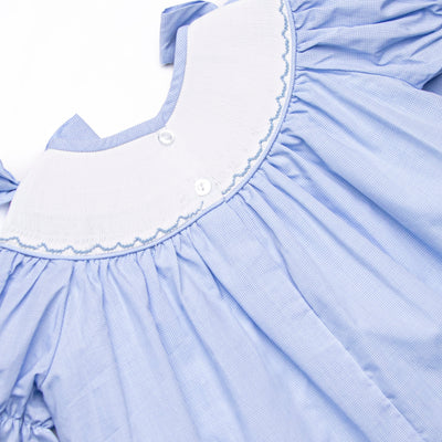 Garden Party Petals Smocked Bishop Dress, Blue