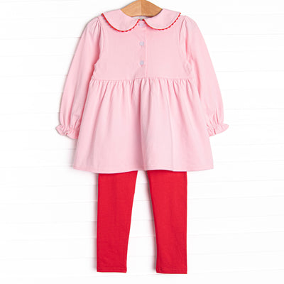 Christmas Delivery Applique Legging Set, Pink