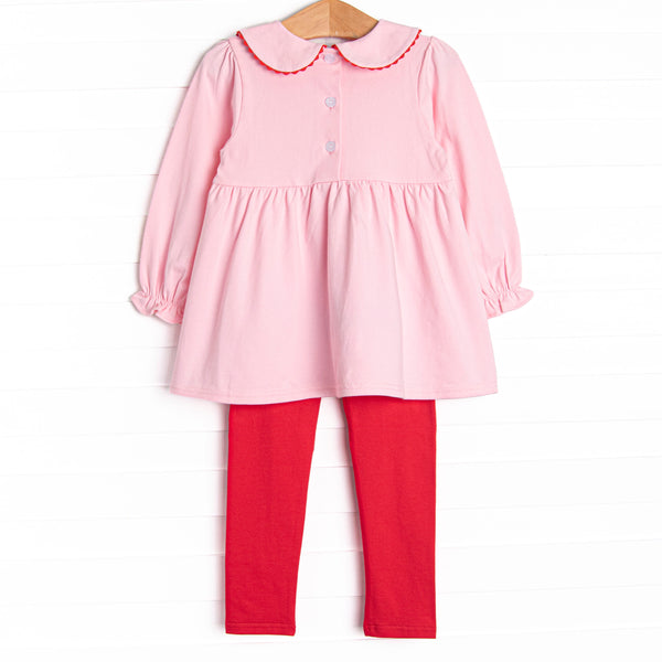 Christmas Delivery Applique Legging Set, Pink