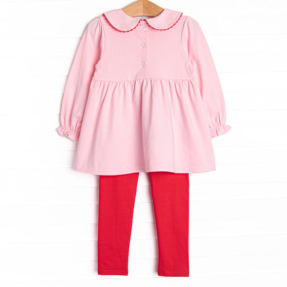 Christmas Delivery Applique Legging Set, Pink