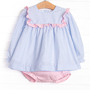 Windowpane Whimsy Diaper Set, Pink and Blue