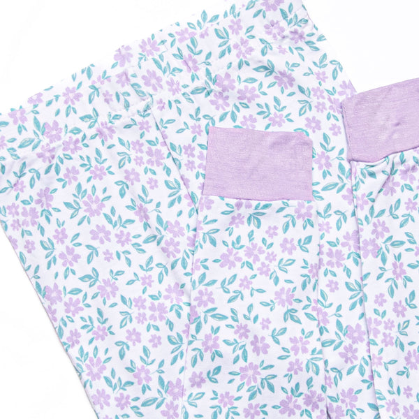 Farmer Market Florals Bamboo Pajama Set, Purple