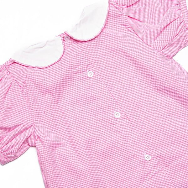 Back to School Party Applique Dress, Pink Gingham