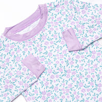Farmer Market Florals Bamboo Pajama Set, Purple