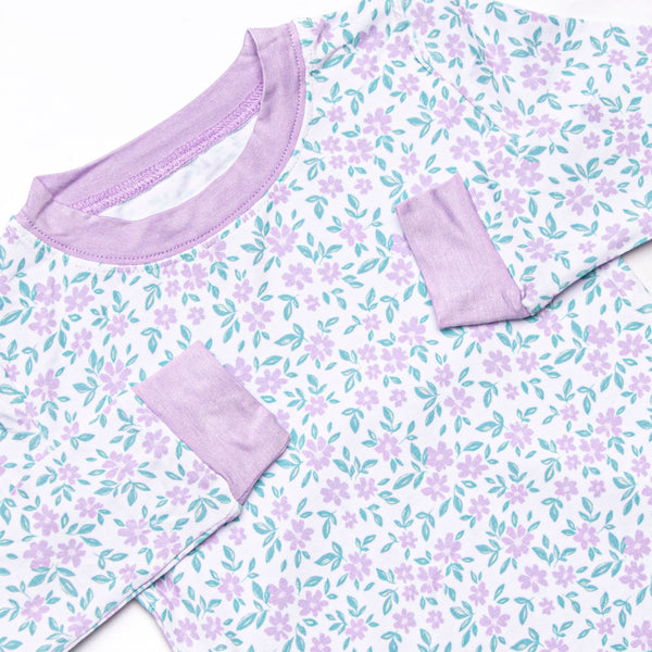 Farmer Market Florals Bamboo Pajama Set, Purple