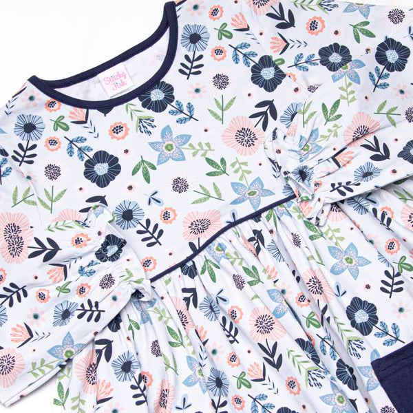 Dare To Blossom Pocket Dress, Blue