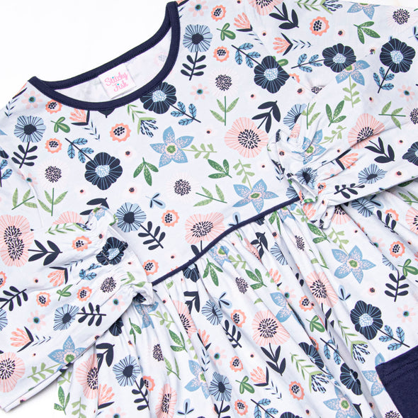 Dare To Blossom Pocket Dress, Blue