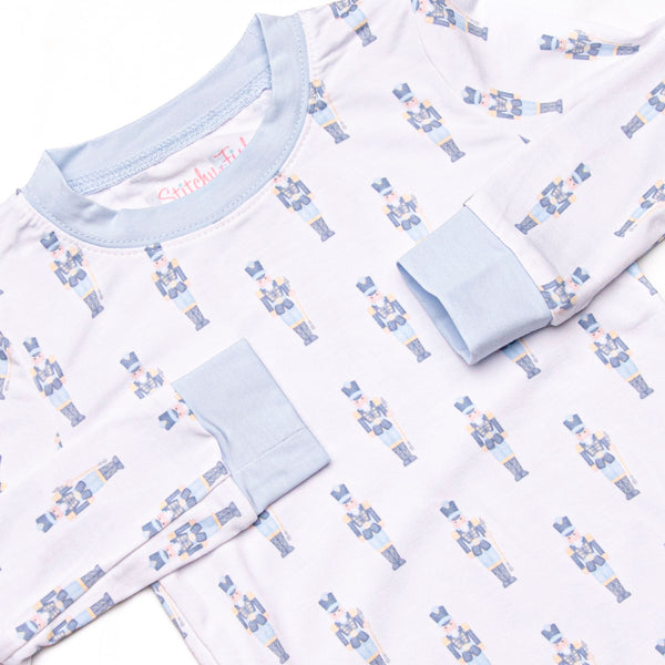 Sugar Plum Soldier Bamboo Pajama Set, Blue