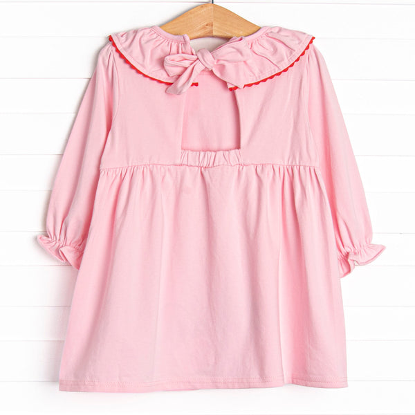 Christmas Delivery Applique Dress, Pink