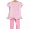 Corner Kick Cutie Applique Legging Set, Pink Stripe