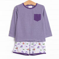 Down, Set, Hike Long Sleeve Short Set, Purple